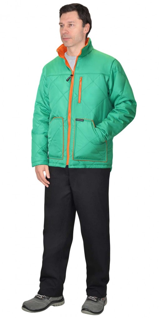 Куртка СИРИУС-ПРАГА-ЛЮКС зимняя, мужская: укороченная с капюшоном, зеленое яблоко