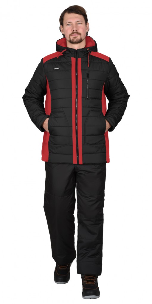 Куртка СИРИУС-УРБАН зимняя, мужская: черная с красным