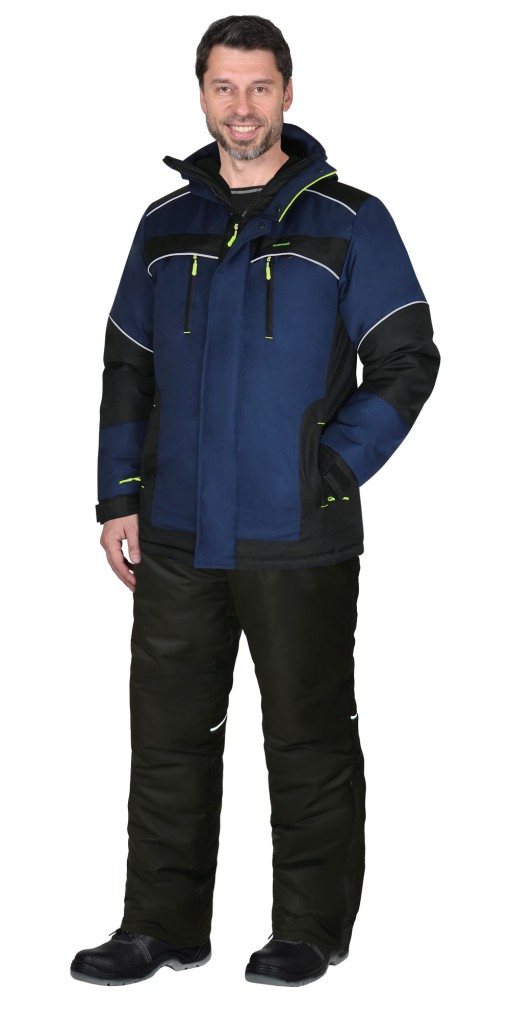 Куртка СИРИУС-АРКТИКА зимняя, мужская: тёмно-синяя с черным и СК