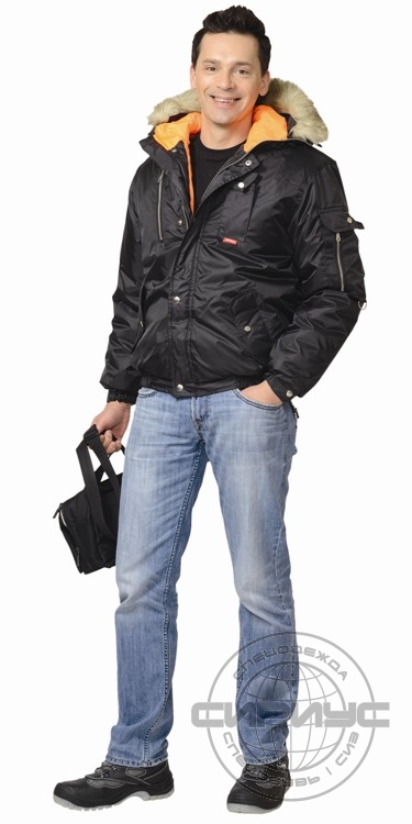 Куртка СИРИУС-АЛЯСКА зимняя, мужская: укороченная чёрная