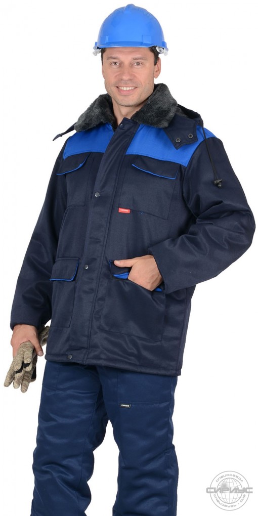 Куртка СИРИУС-ПРОФЕССИОНАЛ зимняя, мужская: тёмно-синяя с васильковым