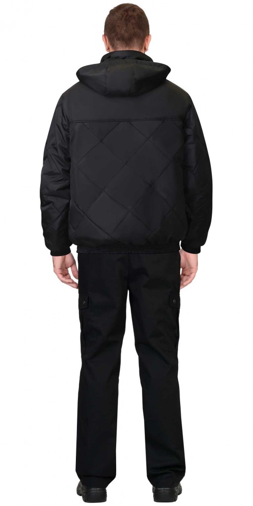 Куртка СИРИУС-ПРАГА-ЛЮКС зимняя, мужская: короткая с капюшоном, черная