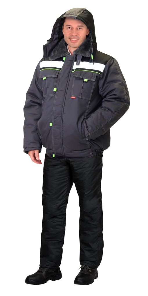 Куртка СИРИУС-ФАВОРИТ зимняя, мужская: серая с черным и СОП