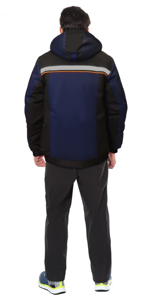 Куртка СИРИУС-ПРАКТИК зимняя, мужская: темно-синяя с черным и оранжевым кантом и СОП