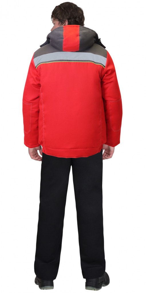 Куртка СИРИУС-ФАВОРИТ зимняя, мужская: красная с серым и лимонным кантом и СОП