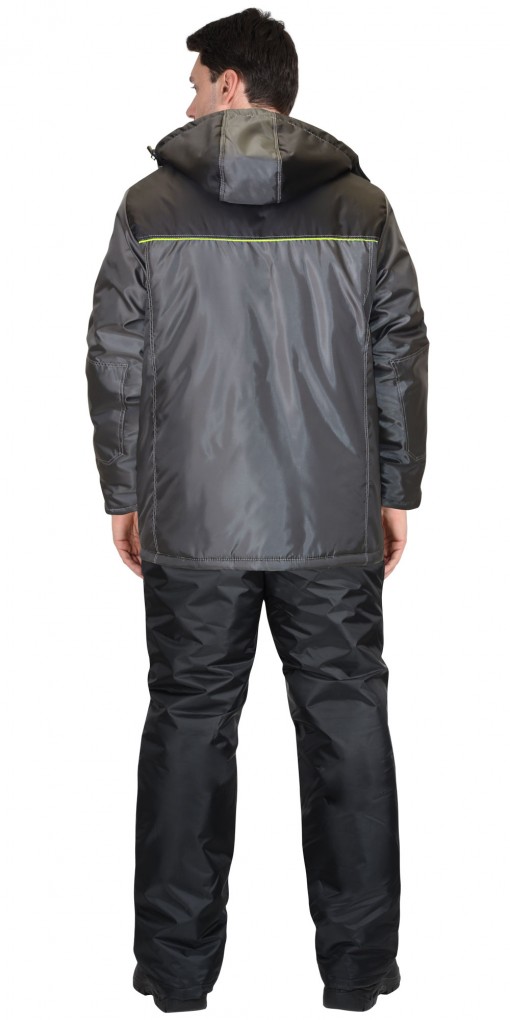 Куртка СИРИУС-ФАВОРИТ зимняя, мужская: темно-серая с черным и СОК