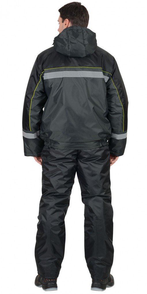 Куртка СИРИУС-ГАСТАРБАЙТЕР-3 зимняя, мужская: укороченная тёмно-серая с чёрным с СОП