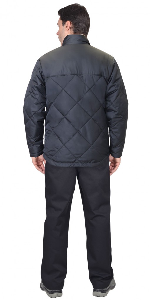 Куртка СИРИУС-ПРАГА-ЛЮКС зимняя, мужская: укороченная с капюшоном, сине-серая