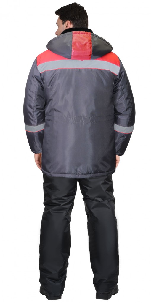 Куртка СИРИУС-БРИГАДИР зимняя, мужская: темно-серая с красным с СОП