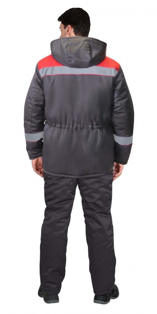 Куртка СИРИУС-БРИГАДИР зимняя, мужская: темно-серая с красным с СОП