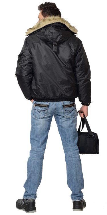 Куртка СИРИУС-АЛЯСКА зимняя, мужская: укороченная чёрная