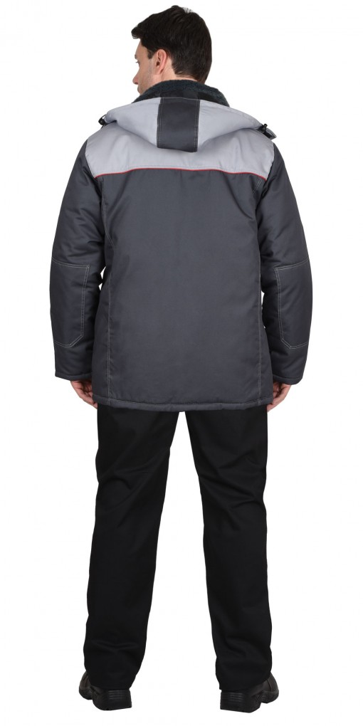 Куртка СИРИУС-ФАВОРИТ зимняя, мужская, длинная: темно-серая со светло-серым