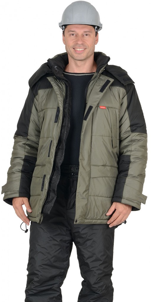 Куртка СИРИУС-ЕВРОПА зимняя, мужская: оливковая с чёрным
