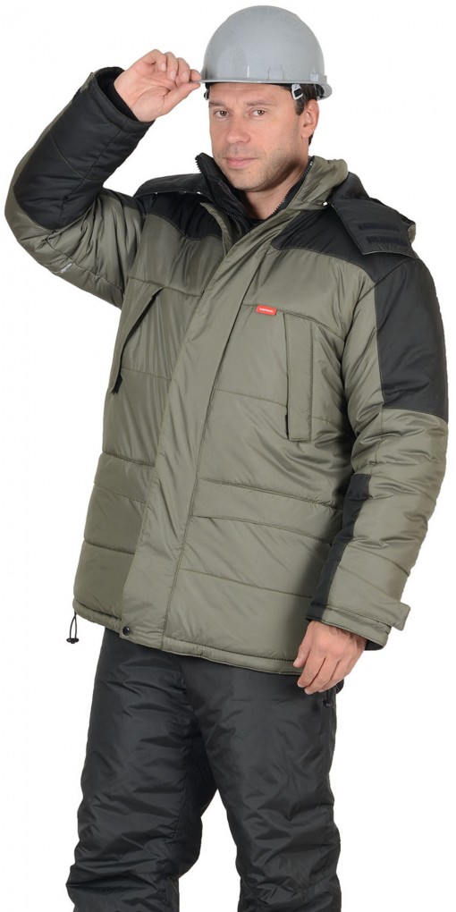 Куртка СИРИУС-ЕВРОПА зимняя, мужская: оливковая с чёрным