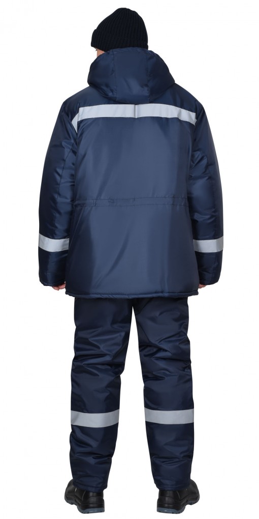 Куртка СИРИУС-БРИГАДИР зимняя, мужская: с капюшоном, тёмно-синяя с СОП