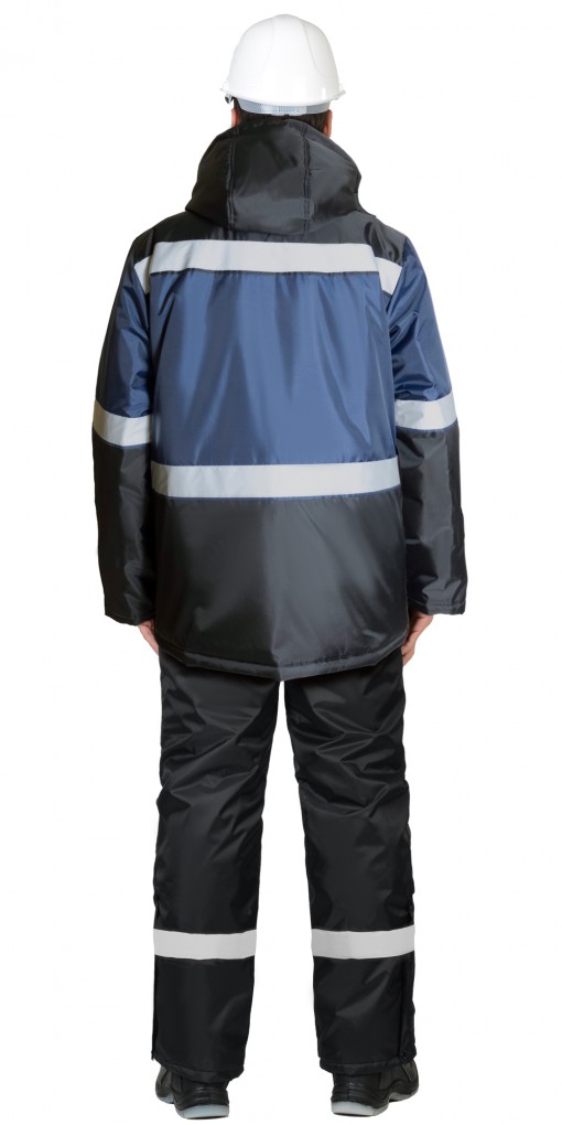 Куртка СИРИУС-ТЕРМИНАЛ зимняя, мужская: удлиненная темно-синяя с черным и СОП