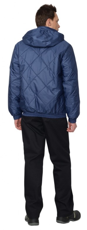 Куртка СИРИУС-ПРАГА-ЛЮКС зимняя, мужская: укороченная с капюшоном, темно-синяя