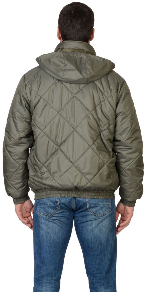 Куртка СИРИУС-ПРАГА-ЛЮКС зимняя, мужская: укороченная с капюшоном, оливковая