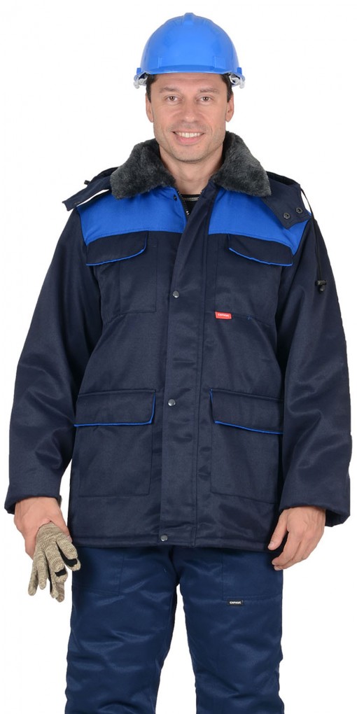 Куртка СИРИУС-ПРОФЕССИОНАЛ зимняя, мужская: тёмно-синяя с васильковым