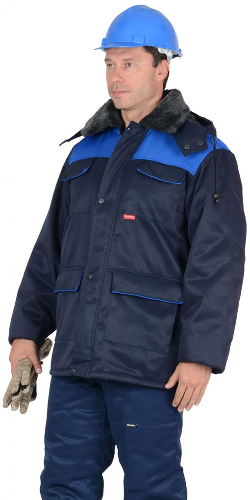 Куртка СИРИУС-ПРОФЕССИОНАЛ зимняя, мужская: тёмно-синяя с васильковым