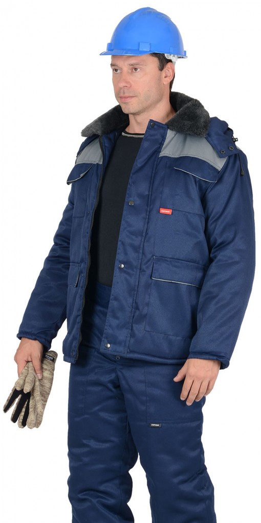 Куртка СИРИУС-ПРОФЕССИОНАЛ зимняя, мужская: тёмно-синяя с серым