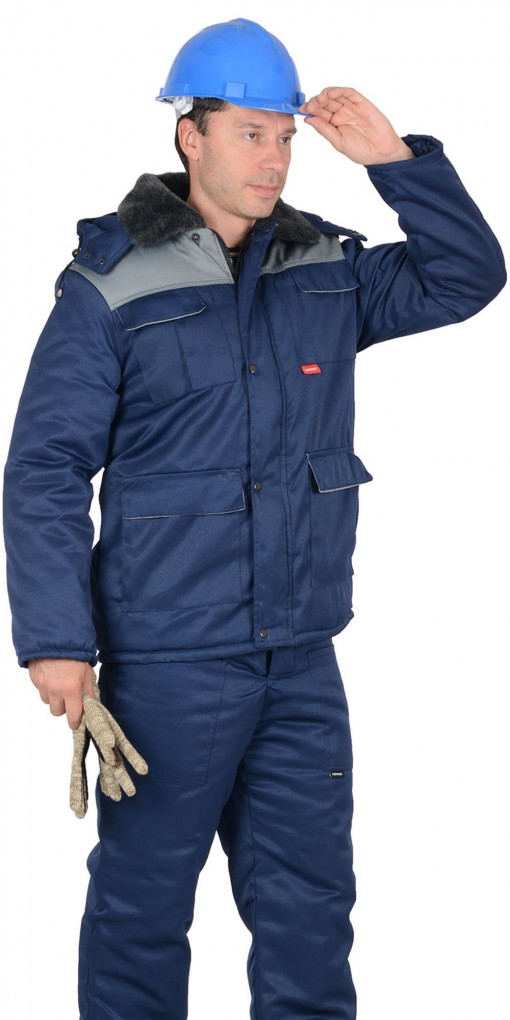 Куртка СИРИУС-ПРОФЕССИОНАЛ зимняя, мужская: тёмно-синяя с серым