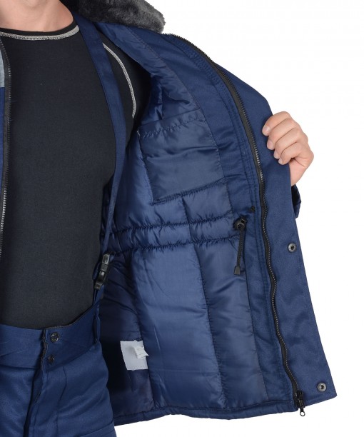 Куртка СИРИУС-ПРОФЕССИОНАЛ зимняя, мужская: тёмно-синяя с серым