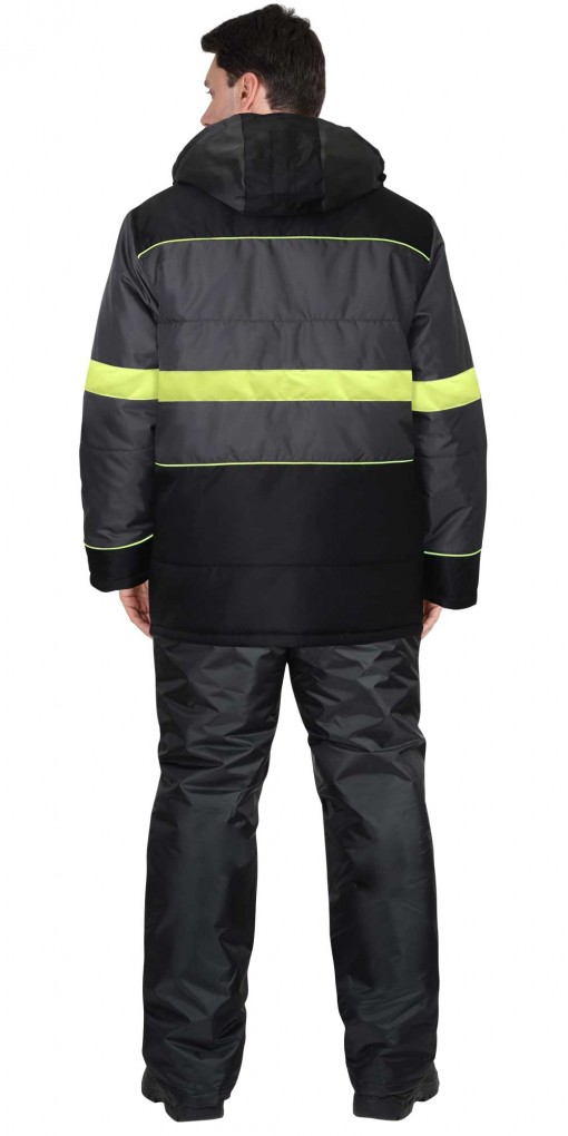 Куртка СИРИУС-НОРД ДВ зимняя, мужская: черная с т.серым и лимонным и СОП 50 мм