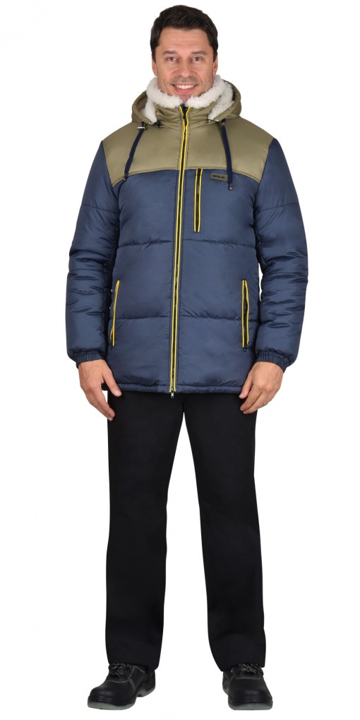 Куртка СИРИУС-ДРАЙВ зимняя, мужская: синяя с оливковым