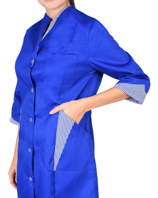 Халат СИРИУС-МАРЛЕН-2 женский васильковый с полоской