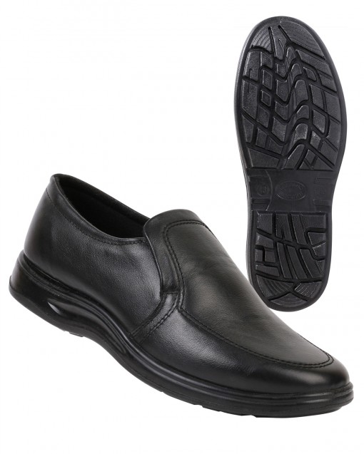 Туфли мужские на резинке черные иск. кожа ПУ