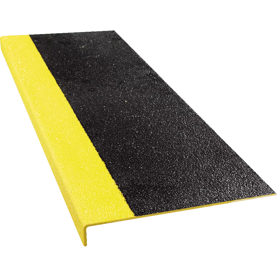 Профиль стеклопластиковый 1000x230x30 мм пластина с углом крупное зерно черный с желтым кантом