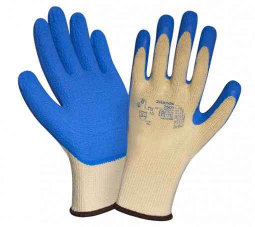 Перчатки трикотажные 2Hands S-Comfort (С-Комфорт) 2501 с частичным латексным покрытием
