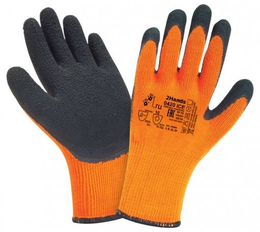 Перчатки трикотажные утепленные 2Hands Arctic ICE 0420 ICE с латексным покрытием