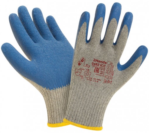 Перчатки трикотажные утепленные 2Hands ICE Comfort 0482 ICE с латексным покрытием