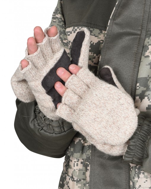 Перчатки утепленные Юкагиры Safeprotect шерстяные Варежки с утеплителем ТИНСУЛЕЙТ, спилок на ладони