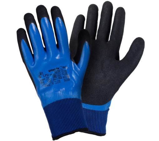 Перчатки трикотажные утепленные 2Hands 3230 с нитриловым покрытием