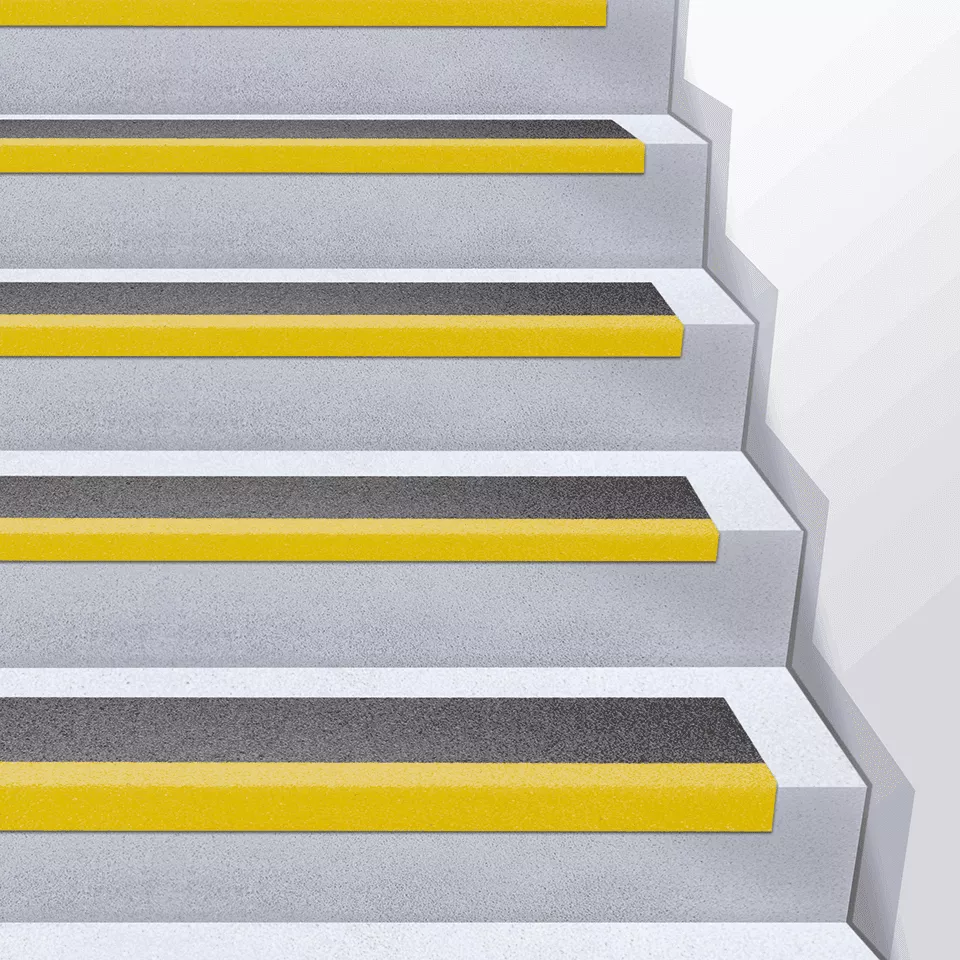 Профиль стеклопластиковый 1000x230x30х4,2 мм пластина с углом зерно 12 Grit черный с желтым кантом