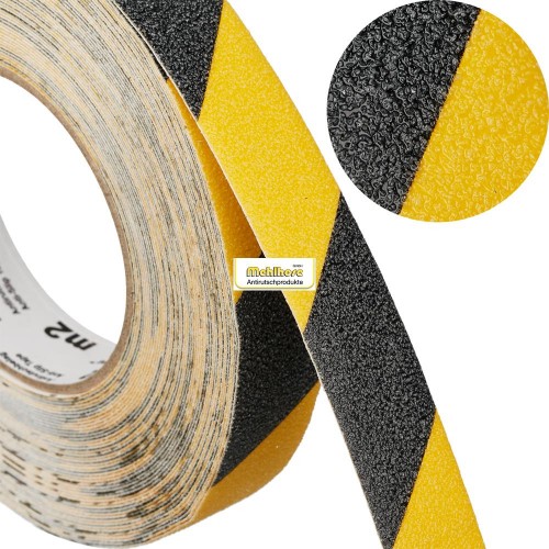 Лента противоскользящая предупреждающая 25 мм х 18,3 м желто-черная