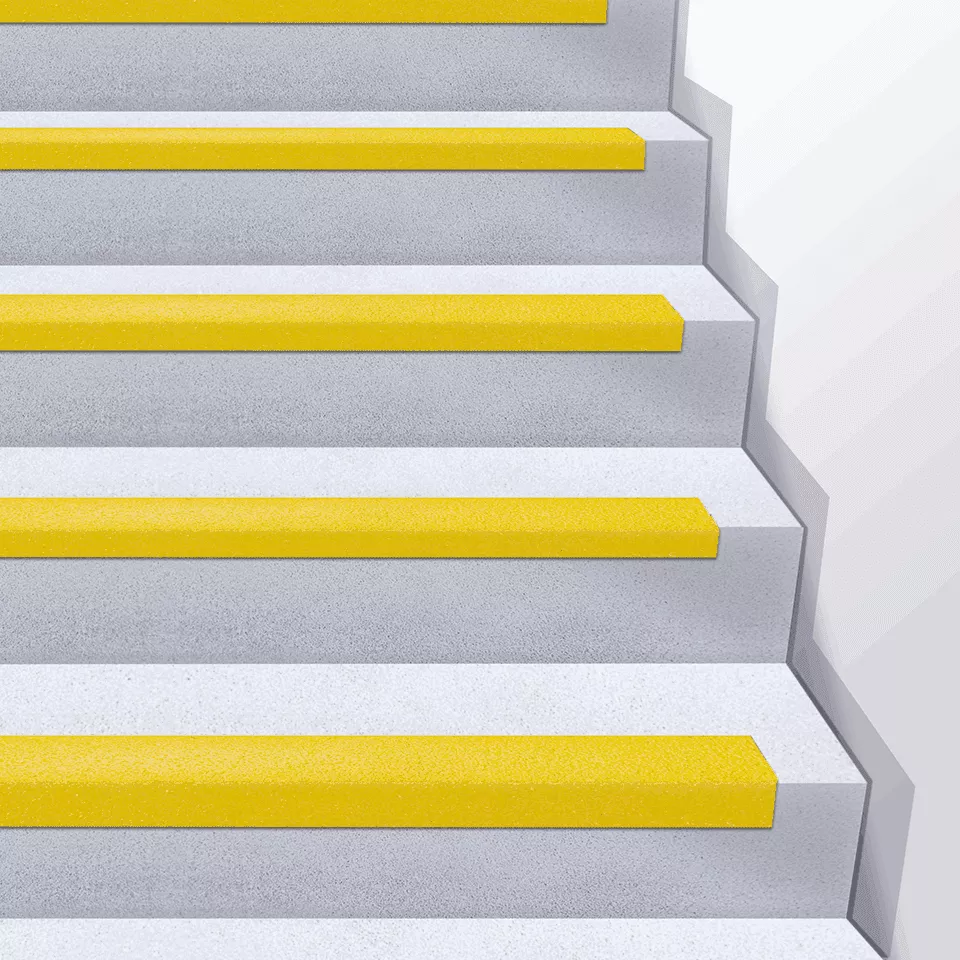 Профиль стеклопластиковый 1000x70x30х3,8 мм для краев ступеней зерно 46 Grit желтый