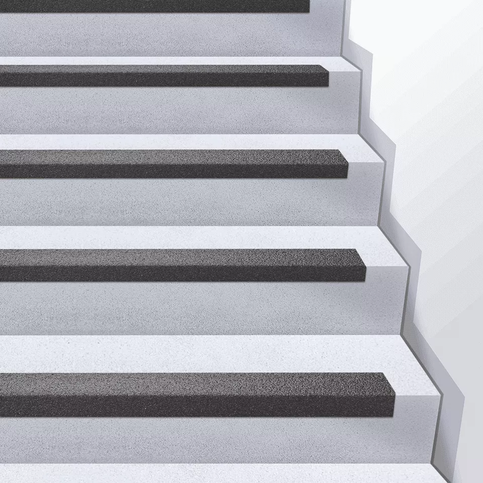 Профиль стеклопластиковый 1000x70x30х3,8 мм для краев ступеней зерно  46 Grit черный