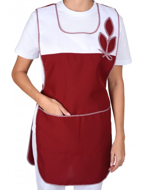Фартук-сарафан СИРИУС-ВЕСНА бордовый с белым