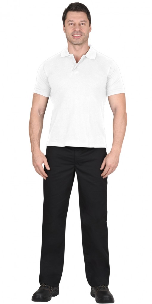 Рубашка-поло короткие рукава белая рукав с манжетом