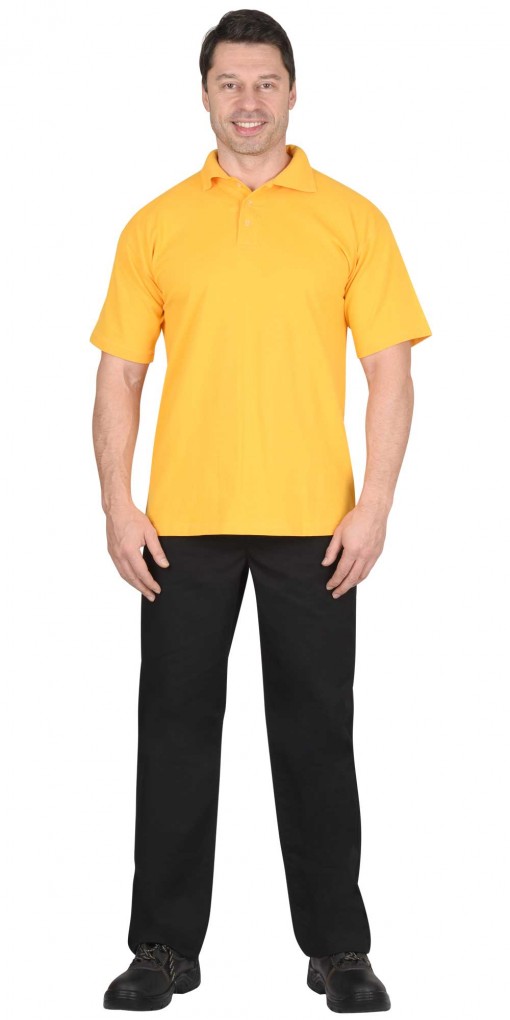 Рубашка-поло короткие рукава желтая рукав с манжетом