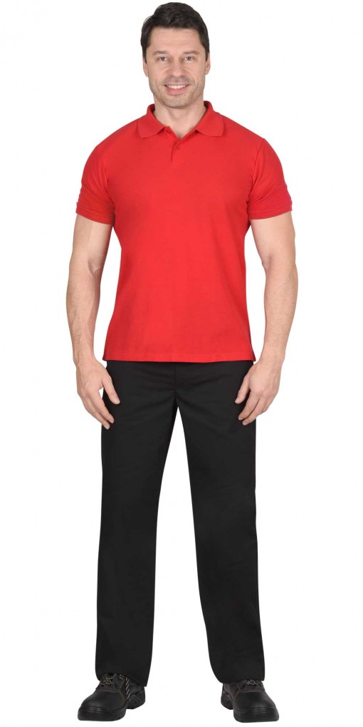 Рубашка-поло короткие рукава красная рукав с манжетом