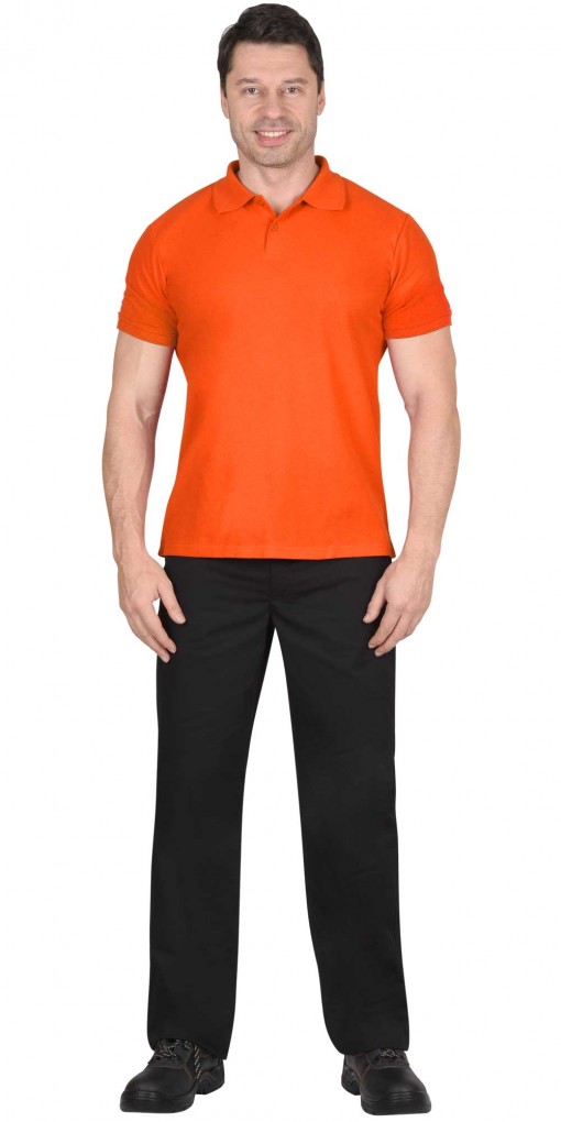 Рубашка-поло короткие рукава оранжевая рукав с манжетом