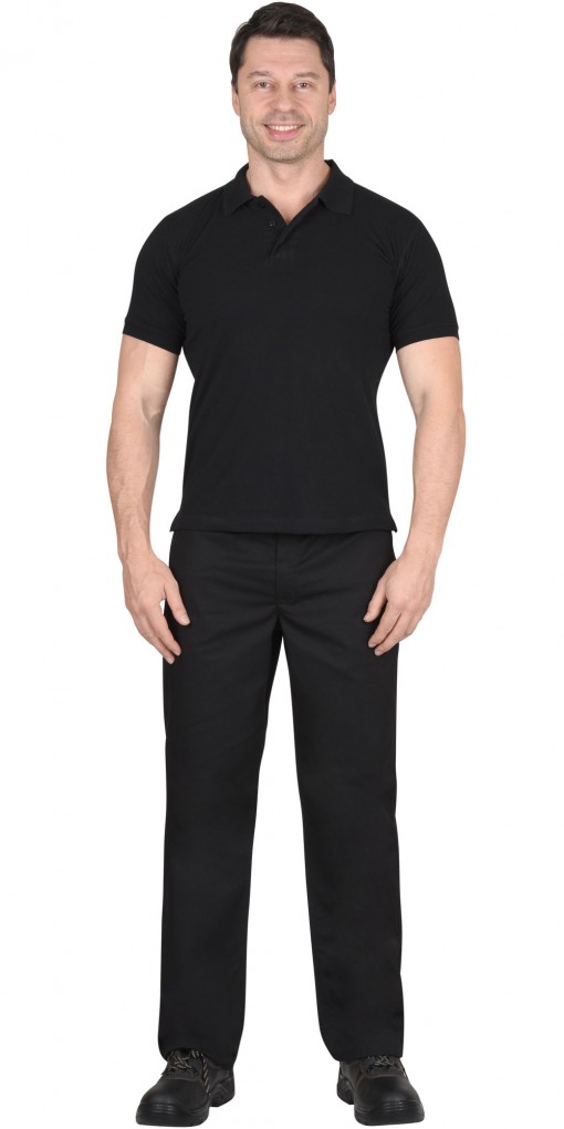 Рубашка-поло короткие рукава черная, рукав с манжетом