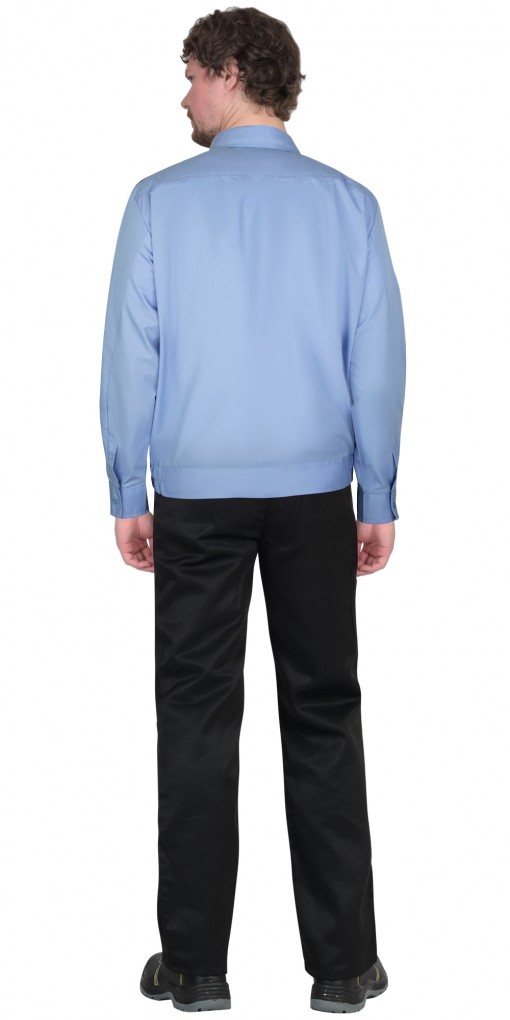 Рубашка охранника длинный рукав голубая с темно-синим