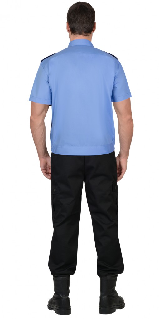 Рубашка охранника короткий рукав голубая с темно-синим