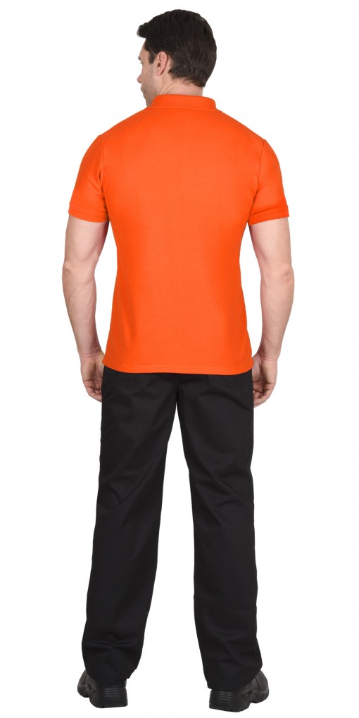 Рубашка-поло короткие рукава оранжевая рукав с манжетом